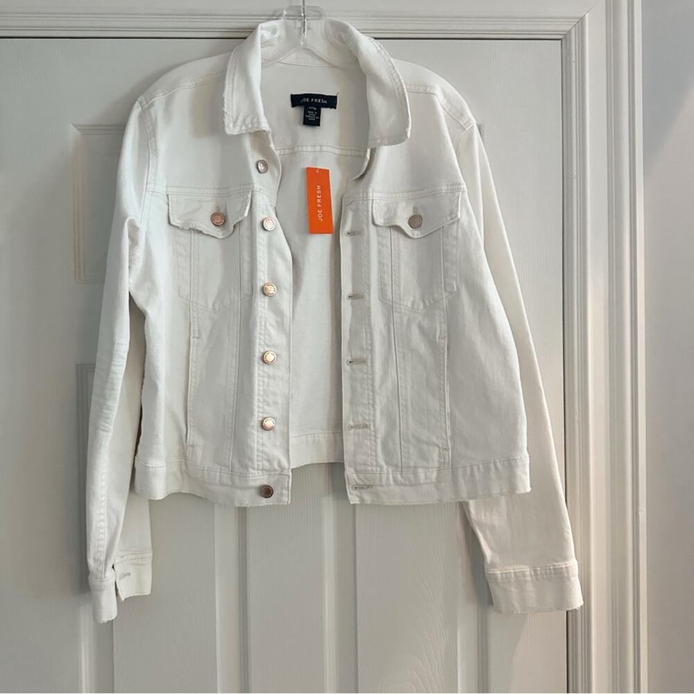 Joe Fresh White Denim Jean Jacket Size XL NWT Stretch Casual Outdoor - Picture 9 of 16